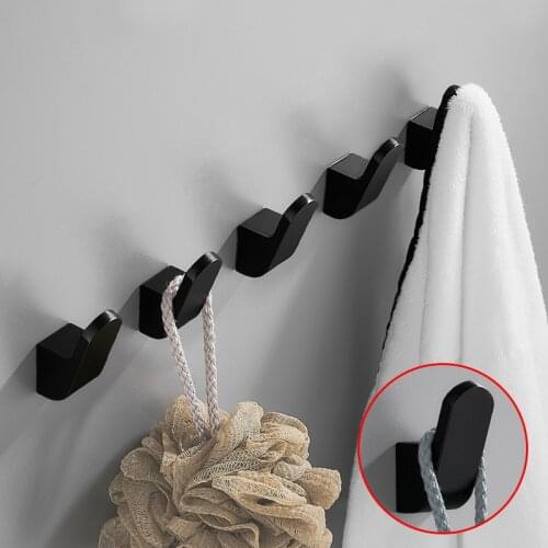 Robe Hook Black Bathroom Hooks for Towels Key Bag Hat Rack Decorative Coat Hooks Wall Mounted Clothes Hanger Bathroom Hardware