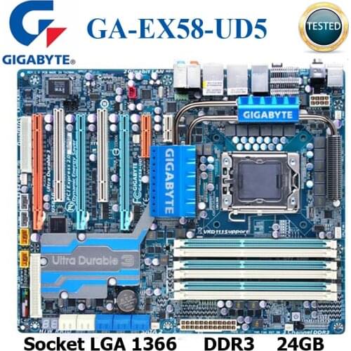 Socket LGA 1366 DDR3 Desktop GIGABYTE EX58-UD5 Motherboard LGA 1366 Core i7 DDR3 24G USB3 SATA3 ATX 24GB X58 Original Mainboard