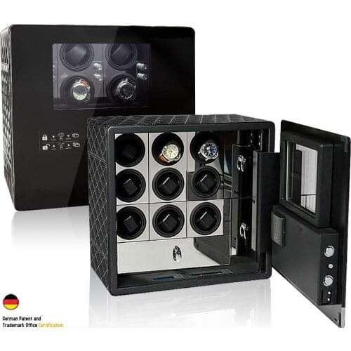 MELANCY Brand Theftproof Automatic Watch Winder Safe Box with 9 Slot Watches Box Drawer Collection with TPD 5 Mode Control