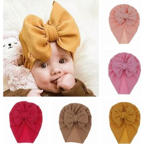 Cute cotton blend bowknot baby bandana hat newborn girl headdress baby toddler shower cap birthday gift photo props
