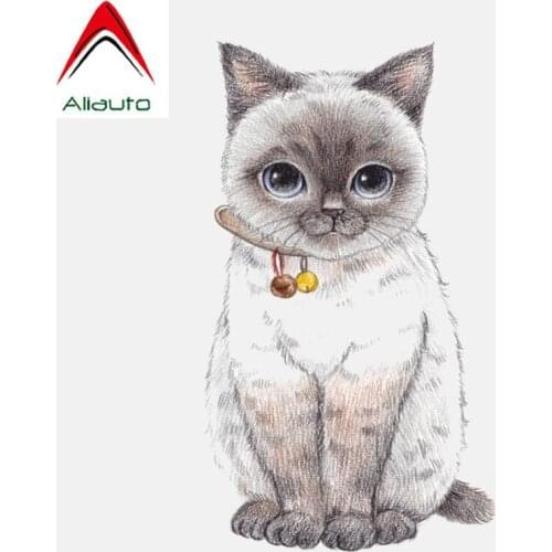 Aliauto Cute Cat with Bell Car Sticker Accessories PVC Decal for Toyota Honda Chevrolet Volkswagen Honda Hyundai,9CM*16CM