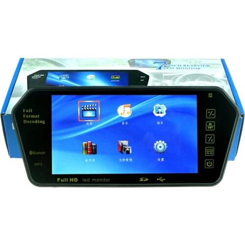 New 7 Inch bluetooth for rear view camera LCD Car Mirror monitor MP5 MP4 Reverse Rearview Monitor for TF/USB FM transimitter
