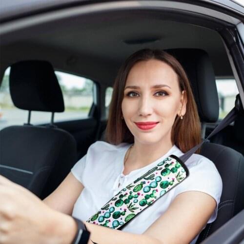 Car Seat Belt Cushion Shoulder Pad Cover Interior Soft Protection Diving Material Cactus Pads Strap Decoration For Adults 2021