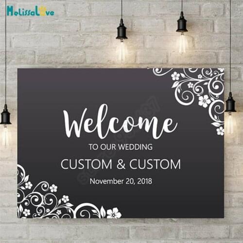 New Design Welcome To Our Wedding Custom Name And Date Party Reception Sign Vinyl Decal Quote Board Chalkboard Sticker B822