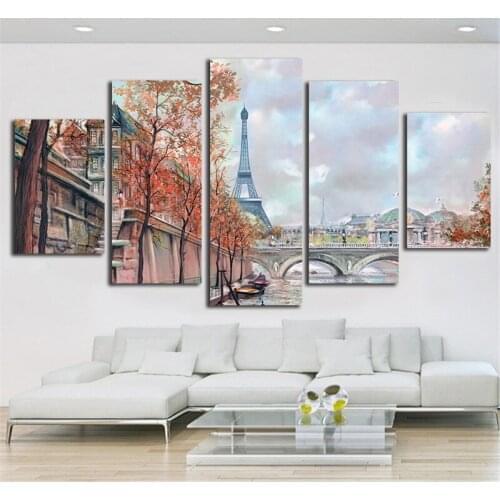 Paris Design 5 Panels Canvas Paintings Wall Art For Living Room Poster And Prints Unframed 5 Piece Canvas Art Drop Shipping