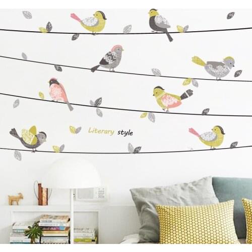 Pastoral Wall Stickers Hand Painted Birds Living Room Porch Corridor Backdrop Wall Decals Warm Bedroom Bedside Decoration Murals