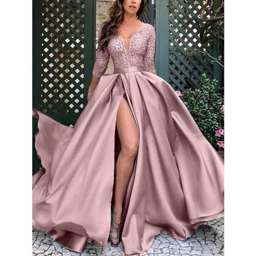 Sexy Long Party Dress Women Sleeveless Solid Sequin V Neck Asymmetrical High Street Dance Wedding Prom Night Fashion Dresses Top