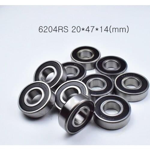 6204RS 20*47*14(mm) 1Piece free shipping bearings rubber sealing bearings 6204 6204RS CHROME STEEL DEEP GROOVE BEARING