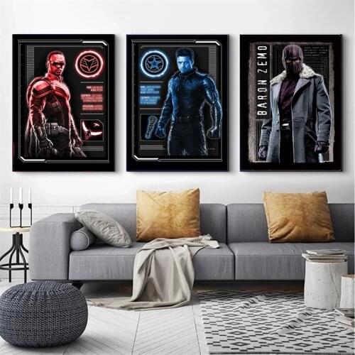 Marvel Hot American TV Series Falcon and Soldier Posters and Prints Canvas Painting Wall Art Picture for Living Room Home Decor