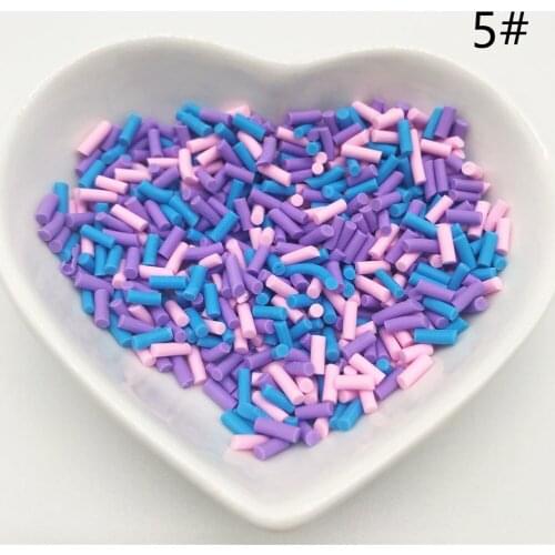 20g Mixed Long Cylindrical Polymer Hot Soft Clay Sprinkles Colorful for DIY Nail Hair accessories Jewelry in Slime Supplies