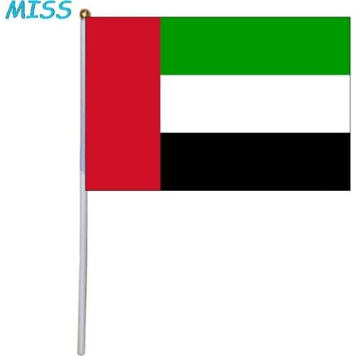 Hand Wave Nationa flags with Pole 14*21CM Indonesia Singapore Malaysia India Bangladesh United Arab Emirates 5/10/20/50PCS