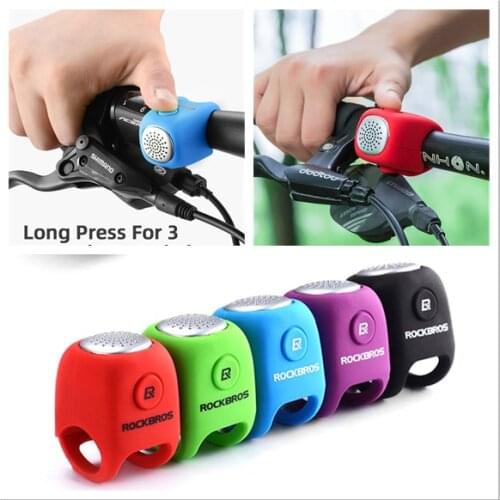 ROCKBROS Electric Cycling Bell 90 dB Horn Rainproof MTB Bicycle Handlebar Silica Gel Shell Ring Bike Bell Bicycle Accessories