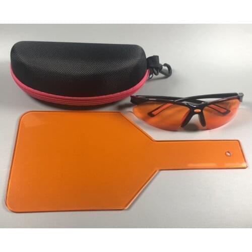 Dental Orange Goggles Block LED UV Blue Lights Glasses Handle Hand Plate Light Curing Protect Patient Eye BoxX1PlateX1Gogglex1