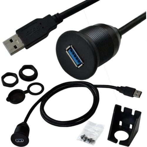 1 Meter USB 3.0 Male to Female Panel Flush Mount Extension cable New