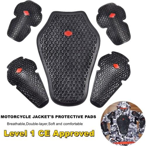 Level 1 CE Approved Motorcycle Jacket Liner Shoulder Elbow Back Protector Pads Rider Body Armor Protective Gear Moto Accessories