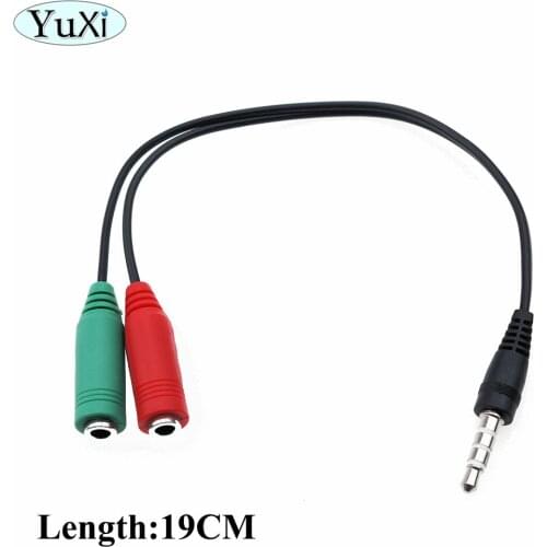 YuXi Headphones jack 3.5 mm Stereo Audio Y-Splitter 2 Female 1 Male Cable Adapter with separate headphone / microphone plug