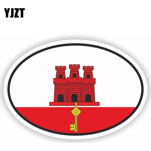 YJZT 14.4CM*9.6CM Personality GIBRALTAR Flag Oval Car Sticker Creative Decal 6-1688