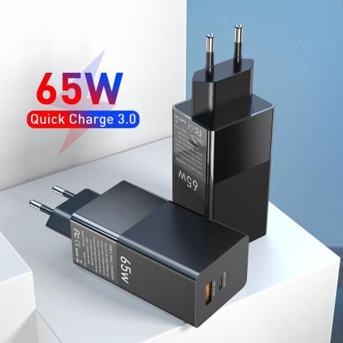 GaN 65W USB C Charger Quick Charge 4.0 3.0 QC4.0 QC PD3.0 PD Type C Fast Charger For iPhone 12 Pro Max Macbook Notebook Samsung