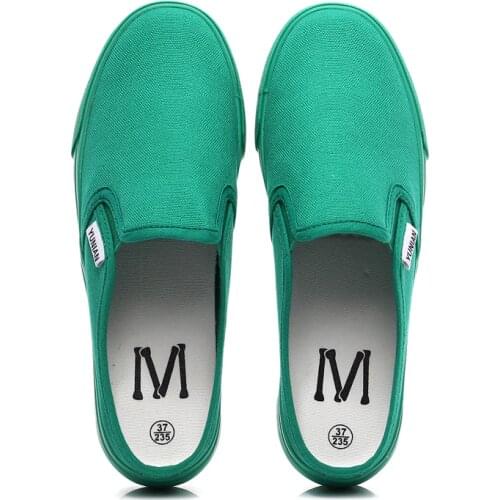 2021 Summer Ladies Flat Casual Shoes Canvas Shoes Half Slippers Casual Flat Shoes Cover Foot Latex Insoles Womens Shoes Drag