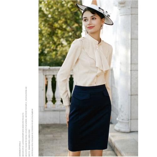 2020 Spring Summer Autumn Women Suits Elegant Luxury Blouse Top Midi Pencil Skirt Two Pieces Set Office Lady Formal Work Wear