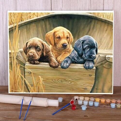 Animal Dog Labrador DIY Paint By Numbers Package Oil Paints 50*70 Oil Painting Decorative Paintings For Adults Wholesale