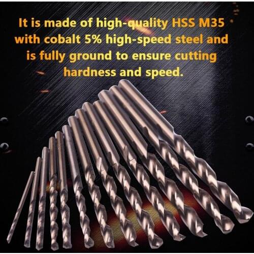 13Pcs Round Shank HSS Cobalt Twist Drill Bit Set for Hardwood Metal 1.5-6.5mm Drill Bits Kit With Storage Box Tool Accessories