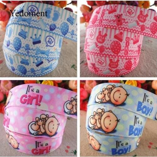 17110425,New arrival 7/8" (22mm) 10 yards/lot baby boy and girl printed grosgrain ribbons cartoon ribbon DIY handmade materials