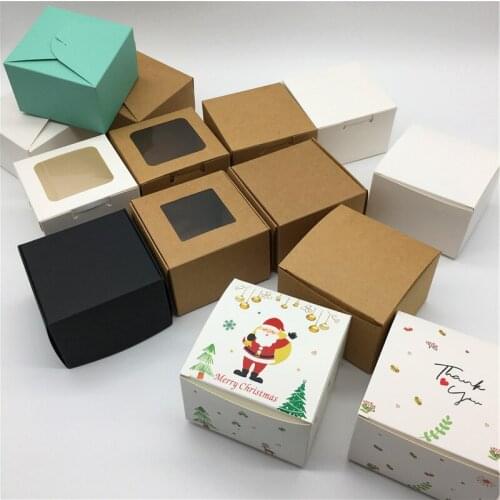 20Pcs White Boxes For Party Christmas Party Boxes With Window Thank You Gift Packaging Square Cardboard Boxes