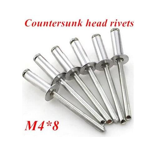 200pcs/lot M4*8 Aluminum Countersunk POP Head Rivet Core Pulling Decoration Rivets