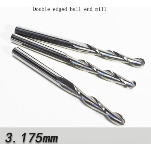 3.175 double-edged spiral ball-end milling cutter, CNC machine tool engraving machine, acrylic wood board cutter