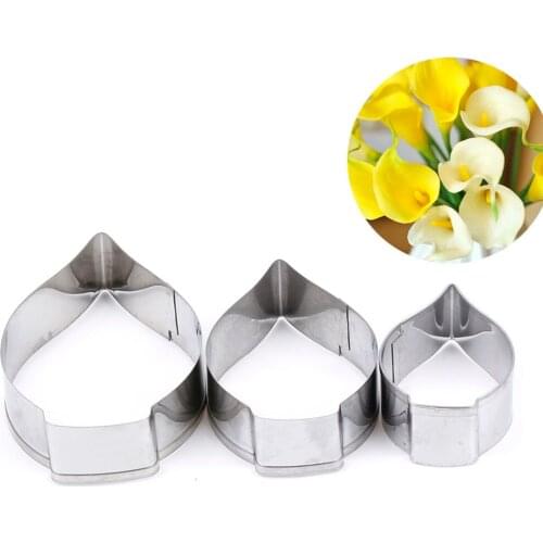 3pcs/set Calla Lily Cookie Cutter 3D Sugarcraft Fondant Cake Pastry Biscuit Baking Mold DIY Cake Decorating Tools