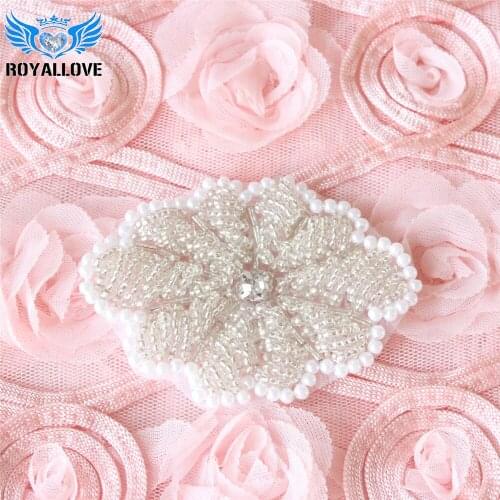 30 pcs) Beaded Hot Fix Sliver Clear Bling Sew On Rhinestone Crystal Dress Applique for Wedding DIY Bridal Belt Headbands Garter