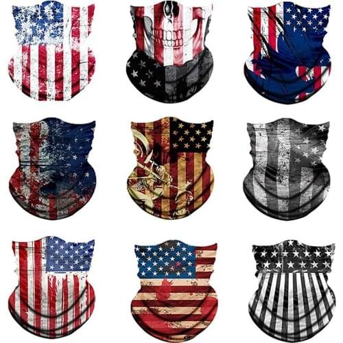 9Pcs Magic Outdoor Sports Bandana Cycling Face Cover Flag Design Anti Dust Neck Gaiter Seamless Camping Hiking Scarf