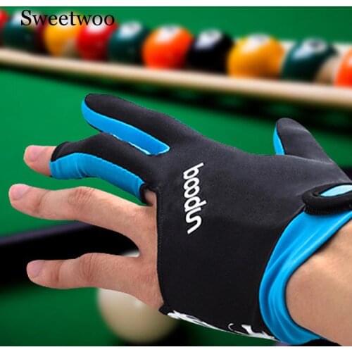 Billiards Three Finger Gloves Lycra Anti Skid Glove Snooker Billiard Cue Glove Embroidery Gloves Accessory For Unisex 5 Colors
