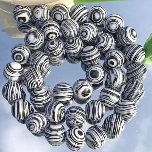 High Quality Black White Malachite Stone Beads Loose Spacer Bead For Jewelry Making DIY Bracelet&Necklace 4/6/8/10/12mm 15inches