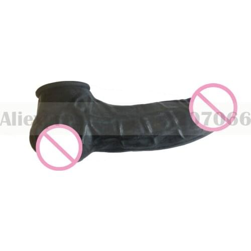 Black natural latex rubber condom penis cock sheath with curl crimping edge latex fetish catsuit DIY accessories RLA107