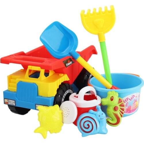 Kids Beach Sand Toys Set Sand Truck Bucket Shovels Rakes Tool Kit Sea Animal Molds Watering Can Toys for Toddlers Kids