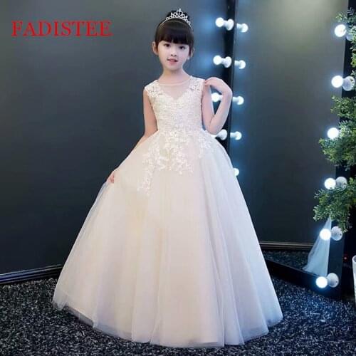 Платье детское Flower Girl Dresses Tulle Lace Appliques O Neck платья для девочек Wedding Party Dress платье на новый год