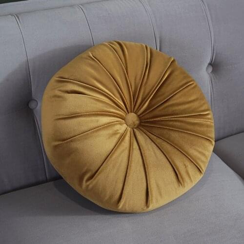 38cm Dutch Fleece Velvet Pleated Round Seat Cushion Pillow Pouf Throw Home Sofa Decor Nordiac Style