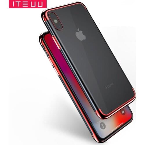ITEUU TPU Clear Electroplating Phone Case for iPhone X Xs Max for iPhone XR Cases Soft Transparent Back Cover Shell Luxury
