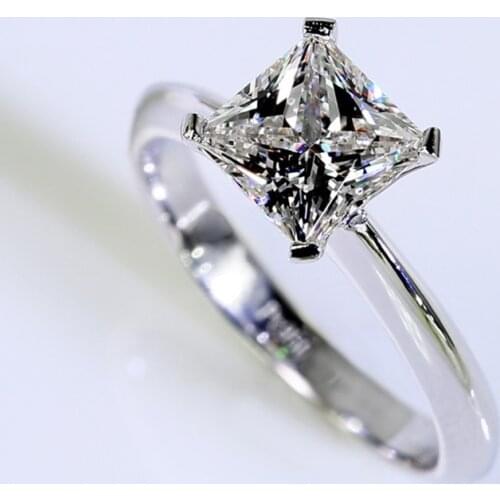 Princess Cut 1ct Lab Diamond Ring 925 Sterling Silver Engagement Wedding Rings For Women Fine Jewelry