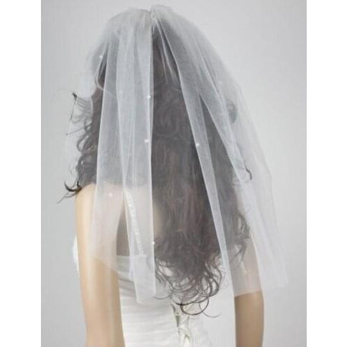 Short Bridal elbow length veil, Wedding Bridal Veils white, ivory , 1 Layer artificial pearl vail bridal