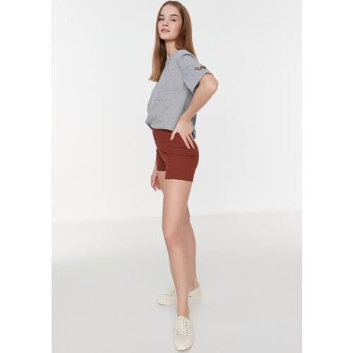 Trendyol Ribbed Skirt Tip Marullu Short Knitted Leggings TWOSS21TA0029