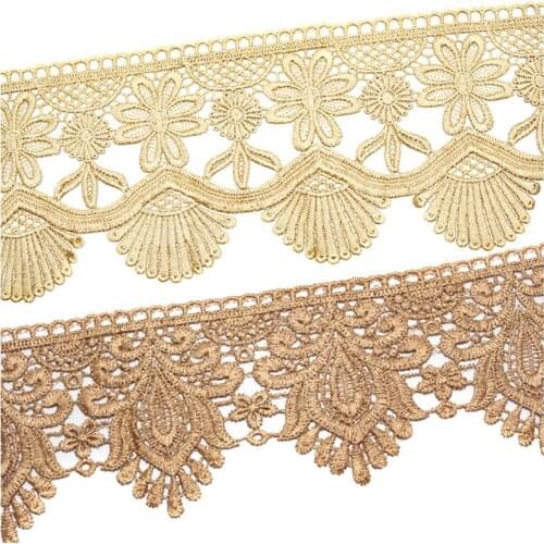 15Yards/lot 2.2cm/10cm Water Soluble Lace Ribbon Trims Quality Embroidery Webbing for Sofa Cushion Decor Curtain Trimmings Edge