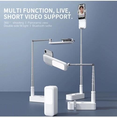 Mobile Phone Holder Retractable Wireless Live Broadcast Stand With Wireless Dimmable LED Beauty Fill Light Selfie For Live Video