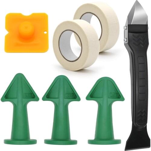 7-piece set of finishing tools, silicone oil nozzle applicator, grouting scraper, suitable for windows, kitchens and bathrooms