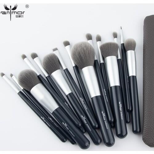 ANMOR Professional Makeup Brushes 15PCS Make Up Brush Set Soft Synthetic Hair Kit Foundation Powder Eyebrow Eyeliner Cosmetic