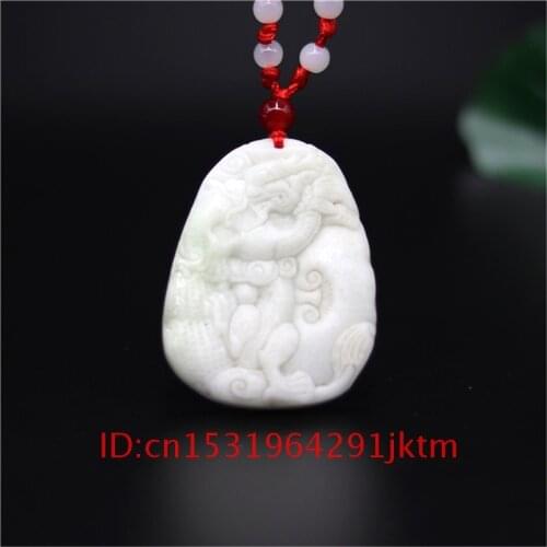 Natural Gifts Necklace Dragon Amulet Accessories Jewelry Men Charm Jade White for Pendant Chinese Carved Fashion