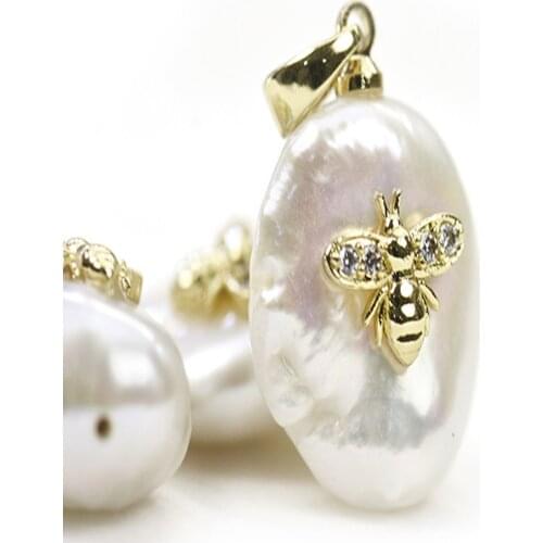 ONE PIECE freshwater pearl white flat barouqe pendant coin shape wholesale nature FPPJ loose beads