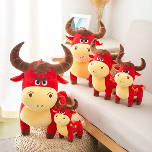 20-30cm Kawaii Cattle Plush Toy Stuffed Animals Soft Plushie Cow Mascot Funny Doll Toys for Kids Girls Birthday New Year Gift